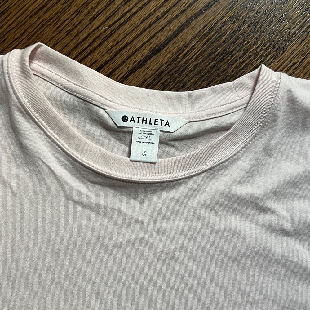 Athleta True Cotton Crop Tee. NWT. Pink. Size Large - Picture 3 of 5
